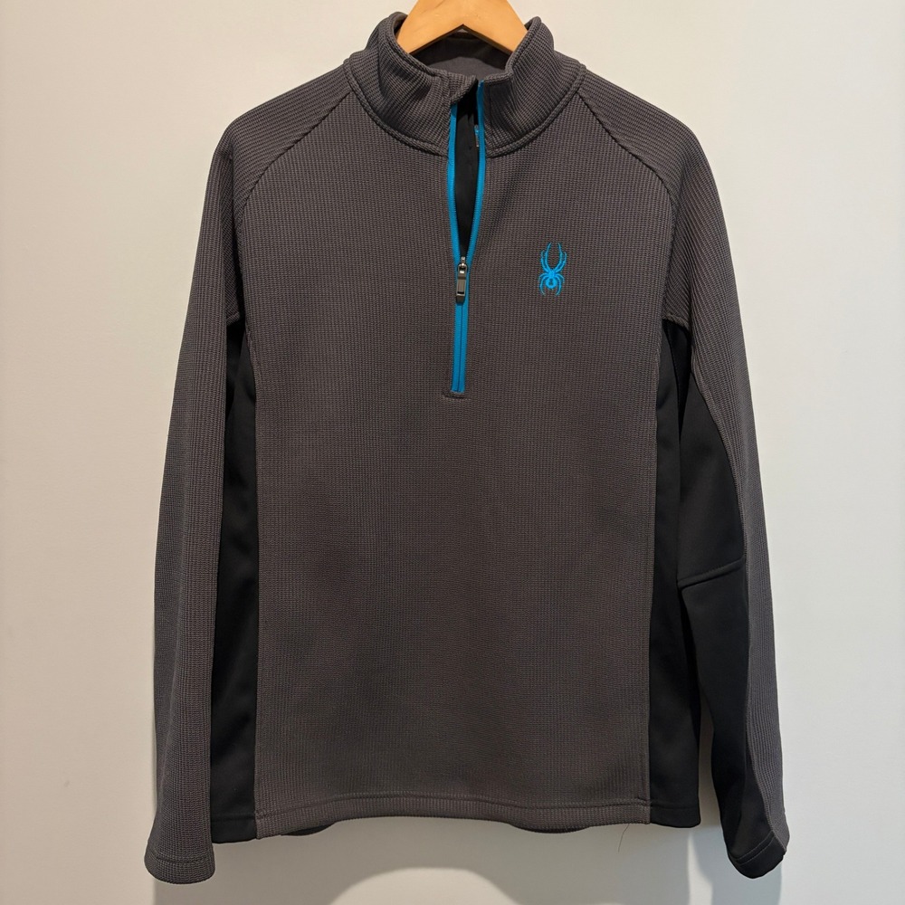 Spyder Core Sweater Mens L Gray Excellent Quarter Zip Pullover Activewear